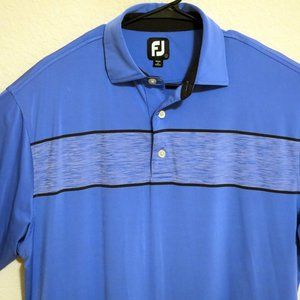 FootJoy Shirt Mens Large Short Sleeve Golf Polo Blue Black Stripes